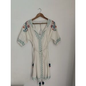 LAIA Anthropologie Angelica Dress Size S Boho Embroidery Tassel Festival Hippie
